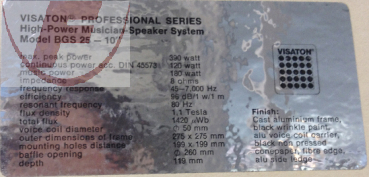 BGS 25 - 10", Konus-Tiefmitteltöner - VISATON Professional Series