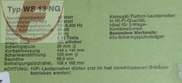 WS 13 NG -  4 Ohm, Kompakt-Tiefton-Lautsprecher - VISATON