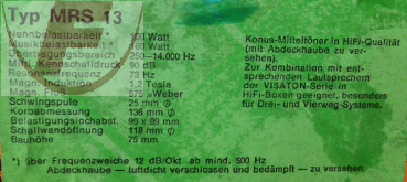 MRS 13 - 8 Ohm, Konus-Mitteltöner - VISATON