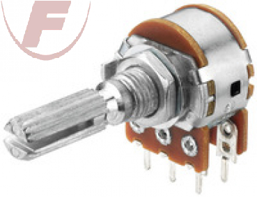 100 kOhm/0,2Watt, Potentiometer, Stereo, linear, 6mm Achse