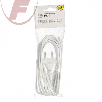 Netzkabel mit Euro-Stecker 2,9 m abisolierte Enden, weiss