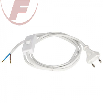 Netzkabel, 1,8m, Euro-Stecker, Schnurschalter,  freie Enden,  weiß