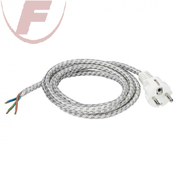 Bügeleisenanschlußkabel, 3 m, H03RT-F 3x 0,75mm², weiß/grau