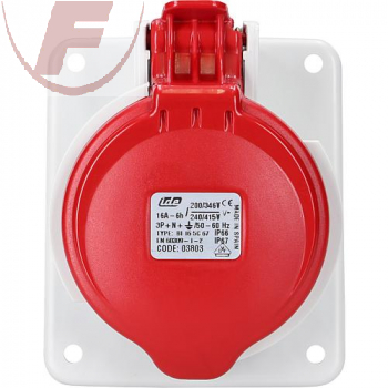 16A, CEE-Einbausteckdose rot, 3-polig + N + PE, 6h, IP44
