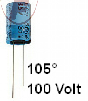 100uF/100V, RM5mm 12,5x22mm 105° - Elko radial