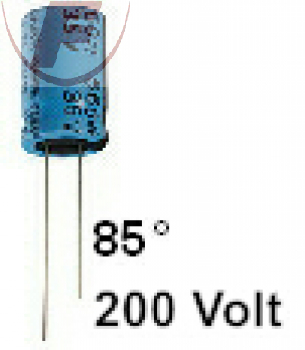 470uF/200V, RM10mm 22x43mm 105º - Elko radial