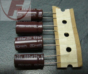 680uF/25V, RM5mm 10x20mm 105° - Elko radial