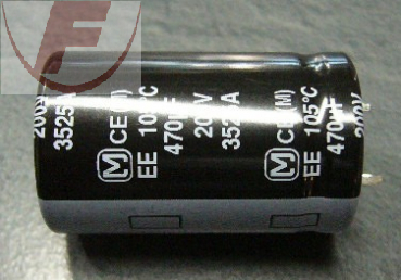470uF/200V, RM10mm 22,5x36mm 105º - Elko  Snap-In