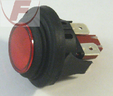 Drucktasten-Schalter 1xAUS, 16A/250V sw/rot, rund
