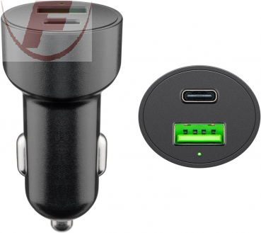 KFZ Lade-Adapter 12/24V-5V/max.3000 mA, 1x USB-A, 1x USB-C