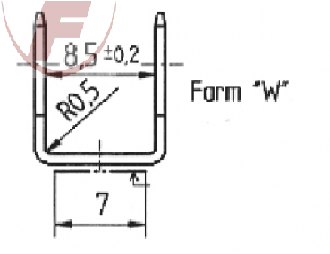 Flachstecker 6,3mm 2x90º Messing  D=3,2mm,