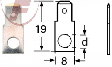 Flachstecker Ø=3,2mm versilbert,180º