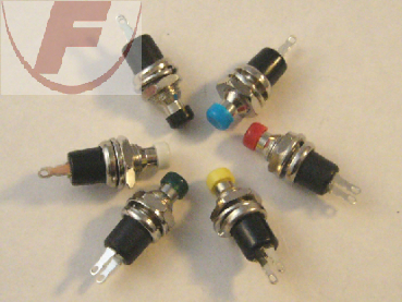 Drucktaster, Druck=AUS, rot, 0,5A/30V, Ø 6 mm