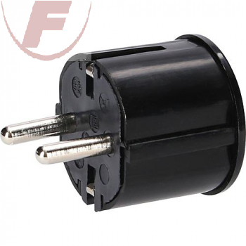Schutzkontakt-Winkelstecker, schwarz, seitliche Leitungsführung