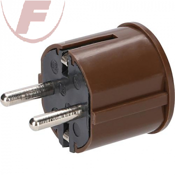 Schutzkontakt-Winkelstecker, braun, seitliche Leitungsführung