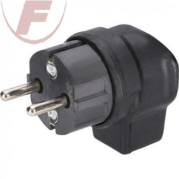 Schutzkontakt-Winkelstecker-Gummi, IP44, schwarz