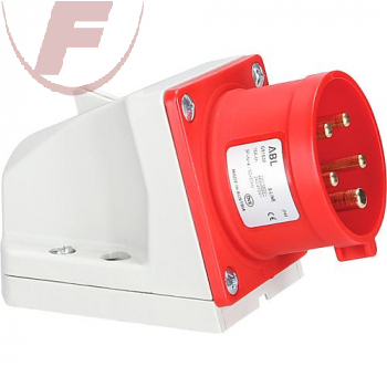 16A, CEE-Wandgerätestecker rot, 3-polig + N + PE, 6h, IP44 - ABL