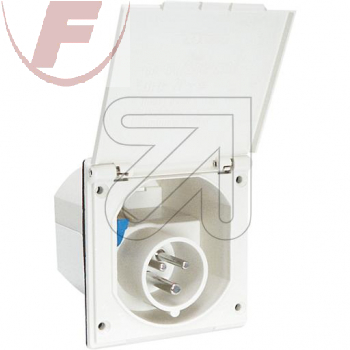 16A, CEE-Einspeise-Dose weiß, 2-polig+PE, 6h, IP44