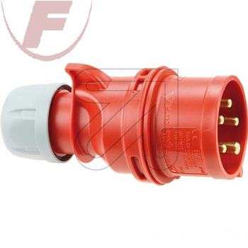 CEE-Stecker "Shark",16A rot, IP44, 3-polig + N + PE, 400/230V, 6h, VDE