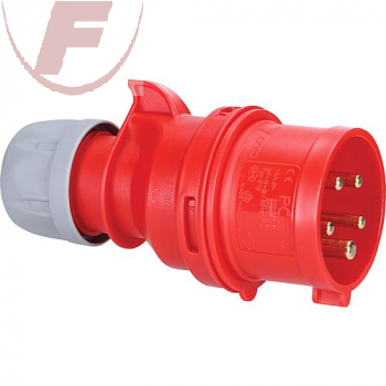16A, CEE-Stecker "Shark" rot, 3-polig + N + PE, 6h, IP44 - PCE