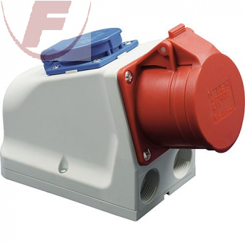 16A, CEE-Wandsteckdose Schutzkontaktdose rot, 3-polig + N + PE, 6h, IP44 - PCE