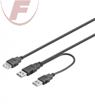 USB-2.0 Dual Y-Power USB-A/A 2x Stecker/Buchse 0,30m