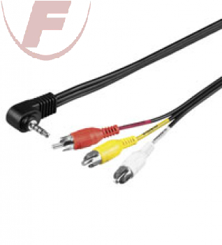 Klinken/Cinch-Kabel 1,5m, 3,5mm Klinken-Winkelstecker (4-pol) > 3x Cinchstecker