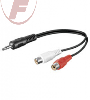 Klinken/Cinch-Kabel 0,2m, 3,5mm stereo Stecker> 2x Cinchkupplung