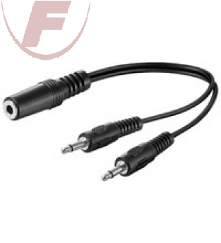 Klinke Adapterkabel, 0,2 m, mono 2x 3,5 mm Stecker / stereo 3,5 mm Kupplung
