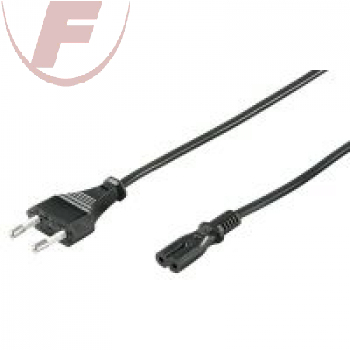 Netzkabel mit Eurostecker / 8-Form-Kupplung 2m, Schwarz