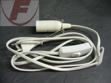E14 Salzlampen-Kabel 1,75m, Schnurschalter, weiß