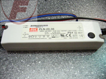 LED-Netzteil, 36Volt, 19Watt, 0,55A , IP64, CV+CC - MeanWell PLN-20-36