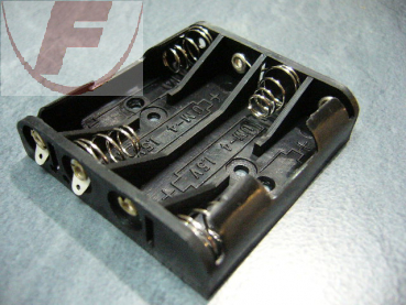 AAA (Micro), Batteriehalter für 4 Zellen, Lötfahnen
