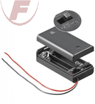 AA (Mignon), Batteriehalter für 2 Zellen, geschlossenes Gehäuse mit Schalter