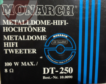 DT-250, Dome-Tweeter, 100 Watt, 8 Ohm - MONARCH®