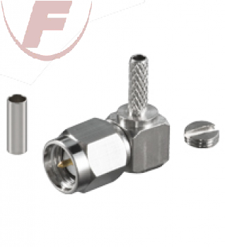 SMA-Stecker für RG174/U-Kabel, Crimp, winkelt