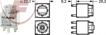 Rafi-Schaltelement, 2xTaster, Schliesser, Beleuchtbar
