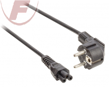 Netzkabel, 3m, mit gewinkeltem Schutzkontakt-Stecker - IEC-320-C5 ( „Kleeblatt“-