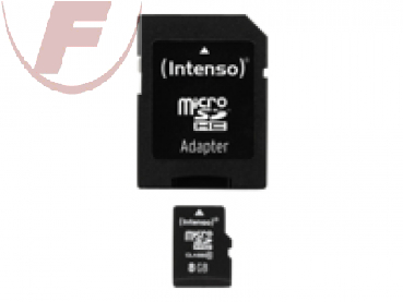 Micro SDHC 8GB  + Adapter, Intenso, Class 10