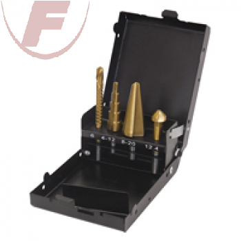 HSS-Spezialbohrerset 4 Stück, 6mm, 4-12mm, Senker8-12mm, Senker 12,4mm