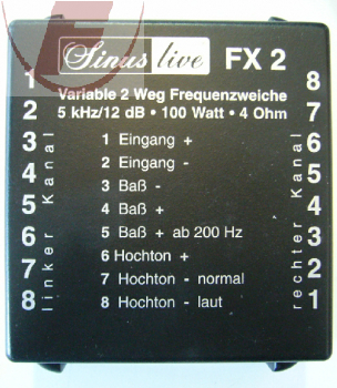 FX2, 2-Weg Frequenzweiche, 4 Ohm