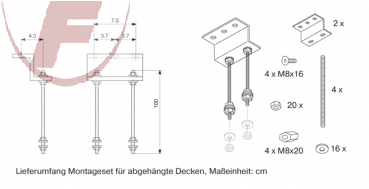 Leinwand-Montageset für abgehängte Decken