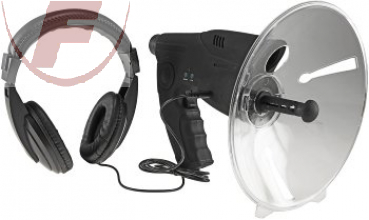 Parabol-Richtmikrofon "PRM-1" mit Kopfhörer und Aufnahmefunktion