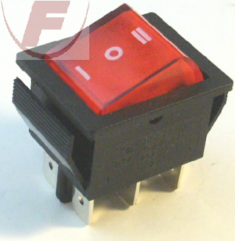 Wippschalter mit Mittelstellung, 2x UM, Druck I/O/II