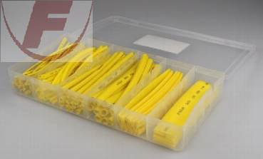 Schrumpfschlauch-Set 100-teilig gelb Aufbewahrungs-Box