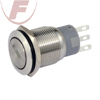 Schlüsselschalter metall 19 mm 1 x Schliesser, 1 x Öffner