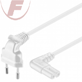 Netzkabel, Winkel-Eurostecker/ Winkel-8-Form Kupplung, 2 m, weiß