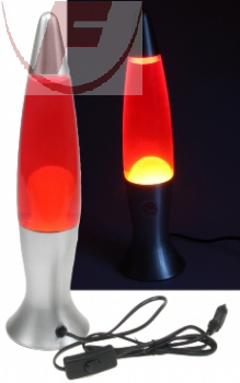 Lavalampe "CTL-ROGE" 40cm Silber Wasser: Rot, Wachs: Gelb