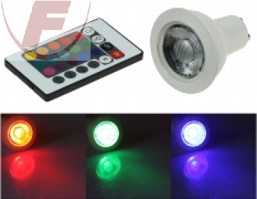 GU10, LED-Strahler, RGB mit Fernbedienung 3Watt