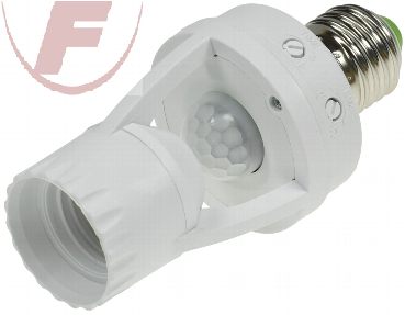 E27 Fassung mit PIR Bewegungsmelder 230V, 1-60Watt, LED geeignet, 360°, weiß